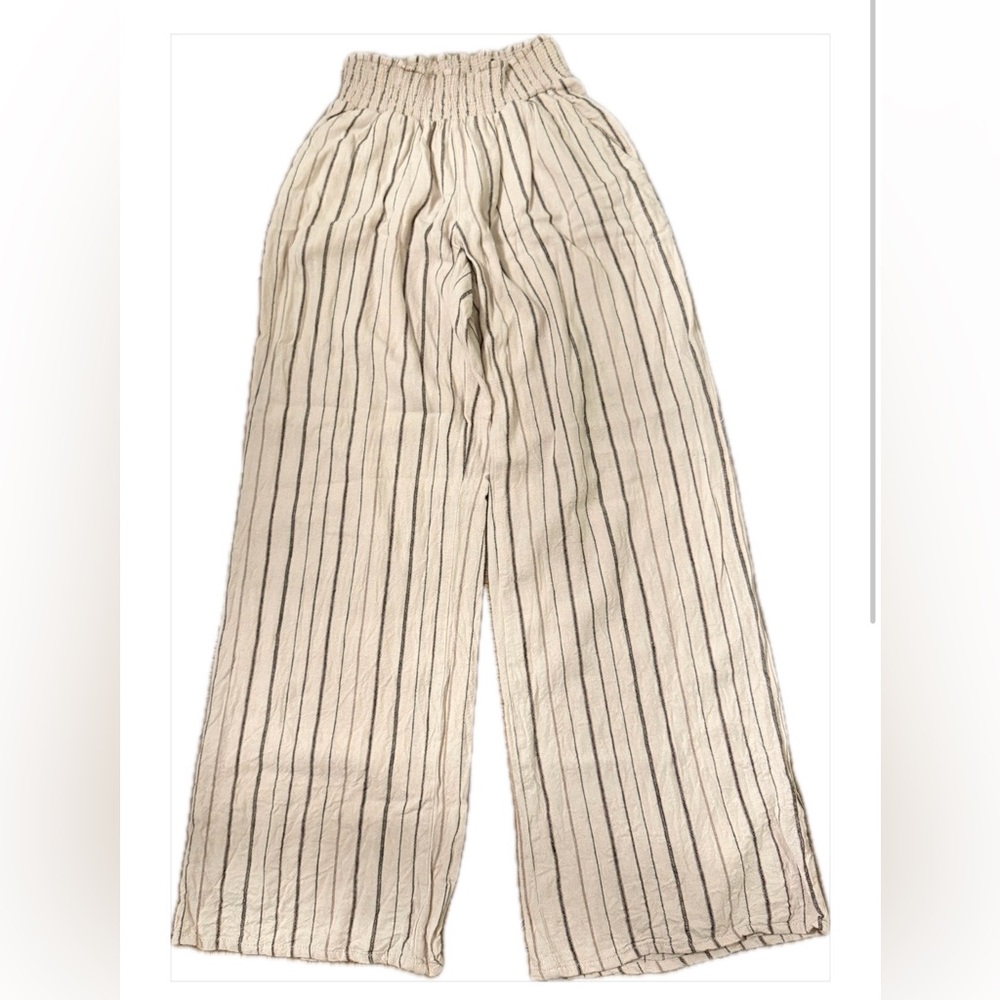 Maurices Striped Wide Leg Linen Blend Pants Size Small - Picture 2 of 9